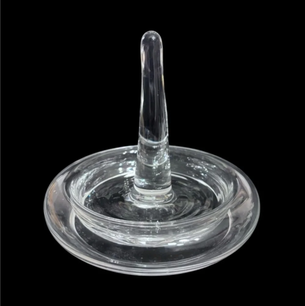 VINTAGE Lead Crystal Blown Glass Ring Holder